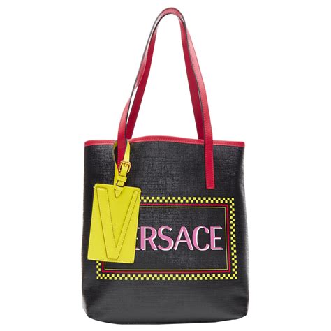 versace collection logo leather tote